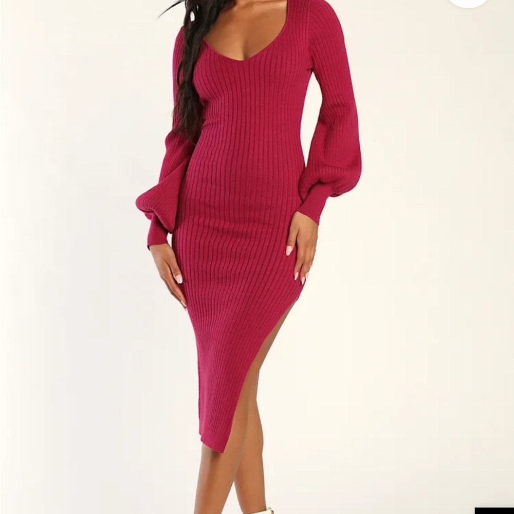Lulu's Fuchsia Long Sleeve Dress